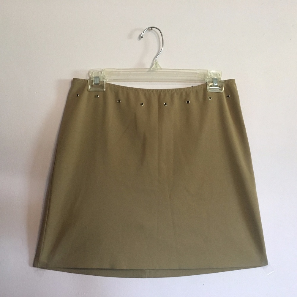 Vintage Nude Mini Skirt with Grommet Detail